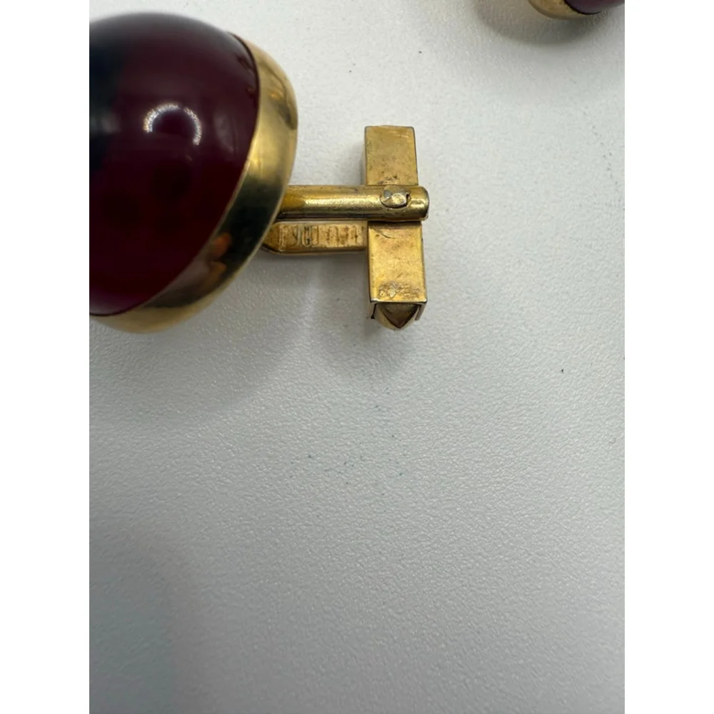 Men's Swank One Size Burgundy Gold Tone Cuff Links